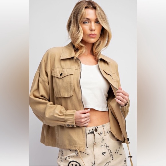 easel Jackets & Blazers - Easel Light Brown Utility Jacket for Women